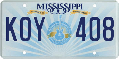 MS license plate KOY408