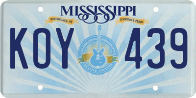 MS license plate KOY439