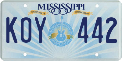 MS license plate KOY442