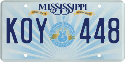 MS license plate KOY448