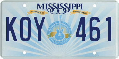 MS license plate KOY461