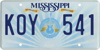 MS license plate KOY541