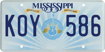 MS license plate KOY586