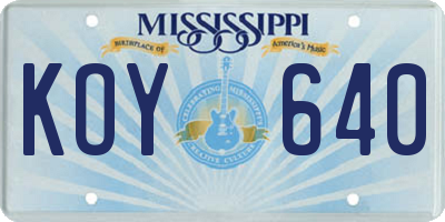 MS license plate KOY640