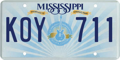 MS license plate KOY711
