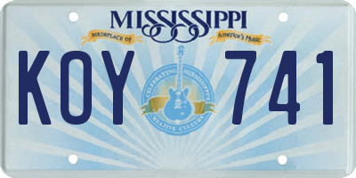 MS license plate KOY741