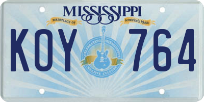 MS license plate KOY764