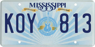 MS license plate KOY813
