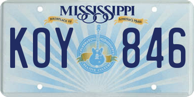 MS license plate KOY846