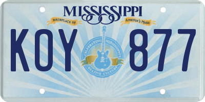 MS license plate KOY877