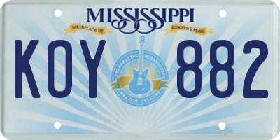 MS license plate KOY882