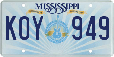 MS license plate KOY949