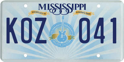 MS license plate KOZ041
