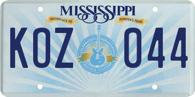 MS license plate KOZ044