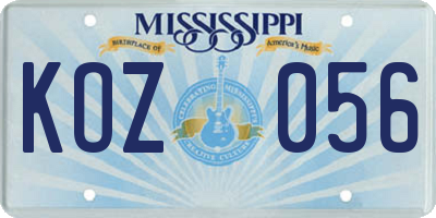 MS license plate KOZ056