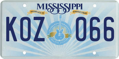 MS license plate KOZ066
