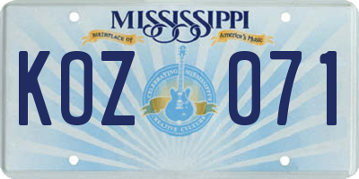 MS license plate KOZ071
