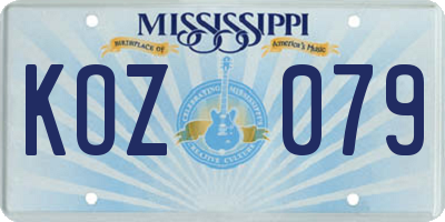 MS license plate KOZ079