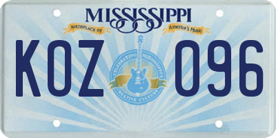 MS license plate KOZ096