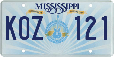 MS license plate KOZ121