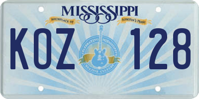 MS license plate KOZ128