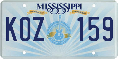 MS license plate KOZ159
