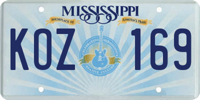 MS license plate KOZ169