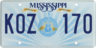 MS license plate KOZ170