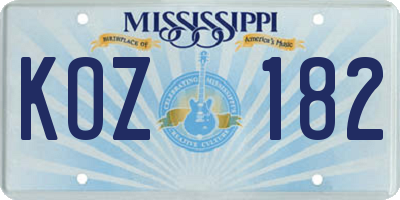 MS license plate KOZ182