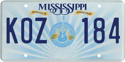 MS license plate KOZ184