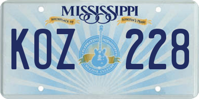 MS license plate KOZ228