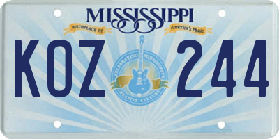 MS license plate KOZ244