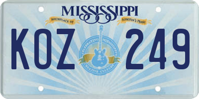 MS license plate KOZ249