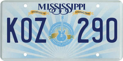 MS license plate KOZ290