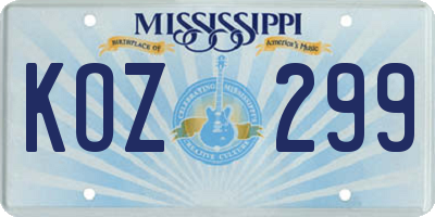 MS license plate KOZ299