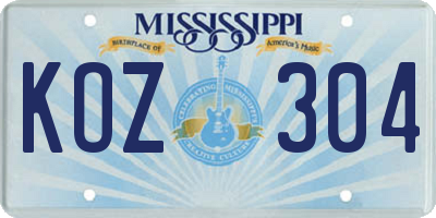 MS license plate KOZ304