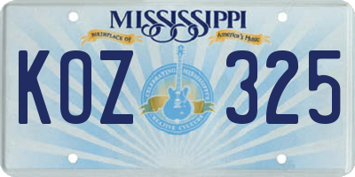 MS license plate KOZ325