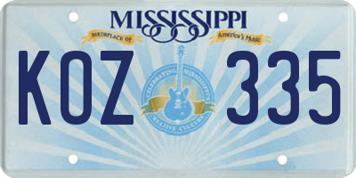 MS license plate KOZ335