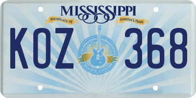 MS license plate KOZ368