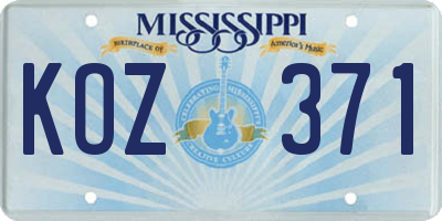 MS license plate KOZ371