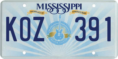 MS license plate KOZ391