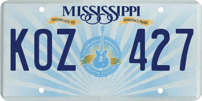 MS license plate KOZ427
