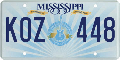 MS license plate KOZ448