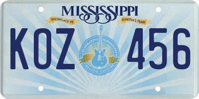 MS license plate KOZ456