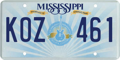 MS license plate KOZ461