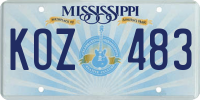 MS license plate KOZ483