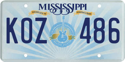 MS license plate KOZ486