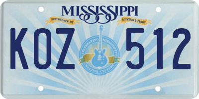 MS license plate KOZ512