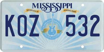 MS license plate KOZ532