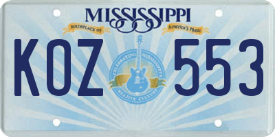 MS license plate KOZ553
